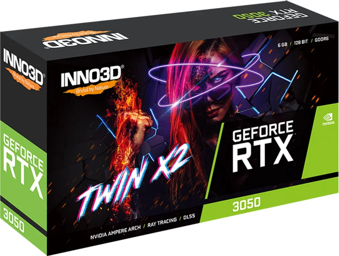 INNO3D GeForce RTX 3050 Twin X2 N30502-06D6 Videokaart - 6GB GDDR6