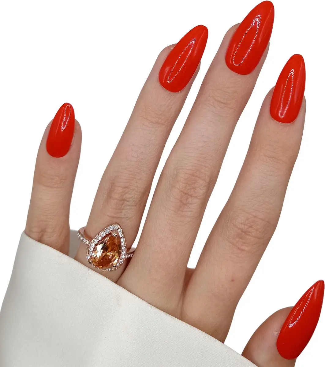 SD Press on Nails B-114 Plaknagels Stiletto Rood