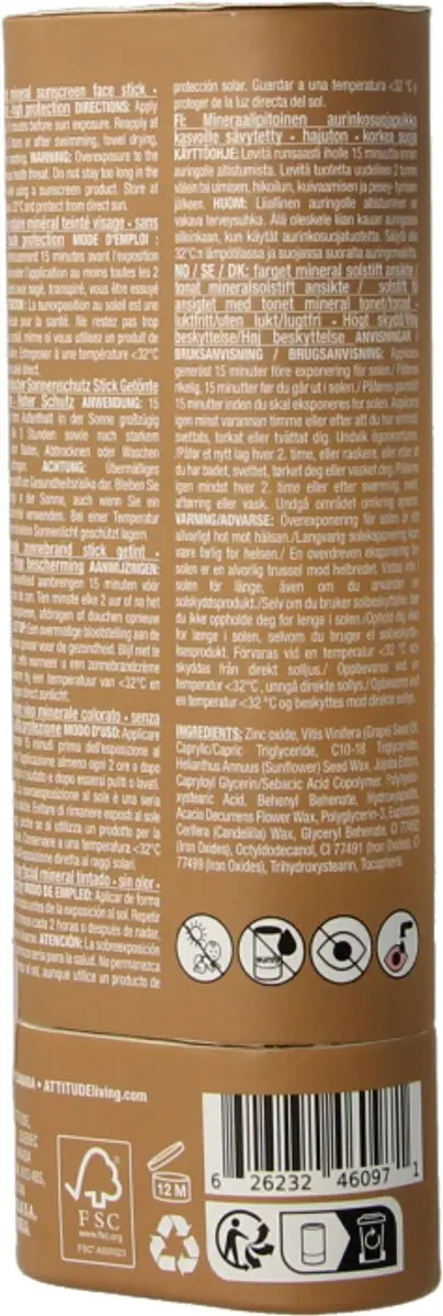 Attitude Sunly Getinte Gezichtsstick SPF30 - 20ml