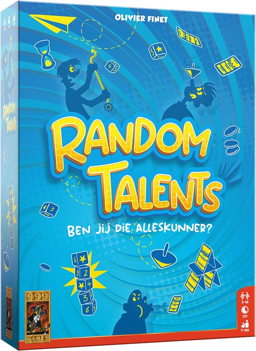 999 Games - Random Talents - Partyspel - Hilarische opdrachten - Gezelschapsspel - Ben jij die Alleskunner? - 2 tot 18 spelers
