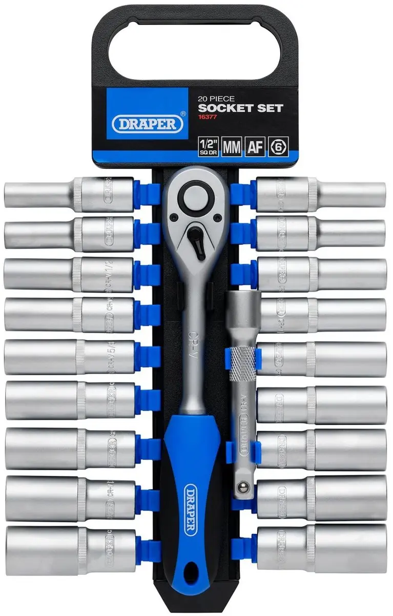 Draper 16377 Doppenset 20-delig - 1/2" metrisch & inch