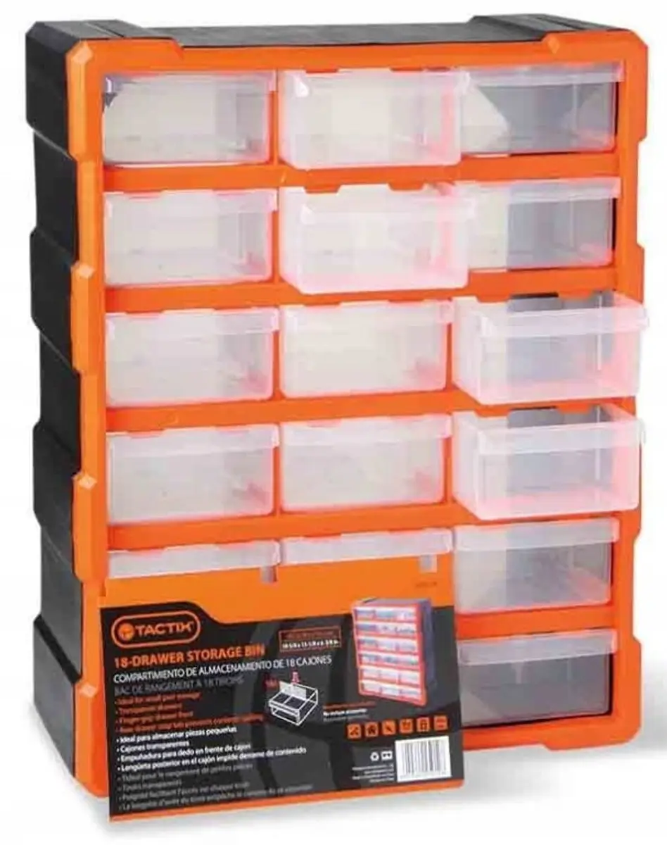 Sila Gereedschap Organizer 18 Laden - Zwart/Oranje/Transparant