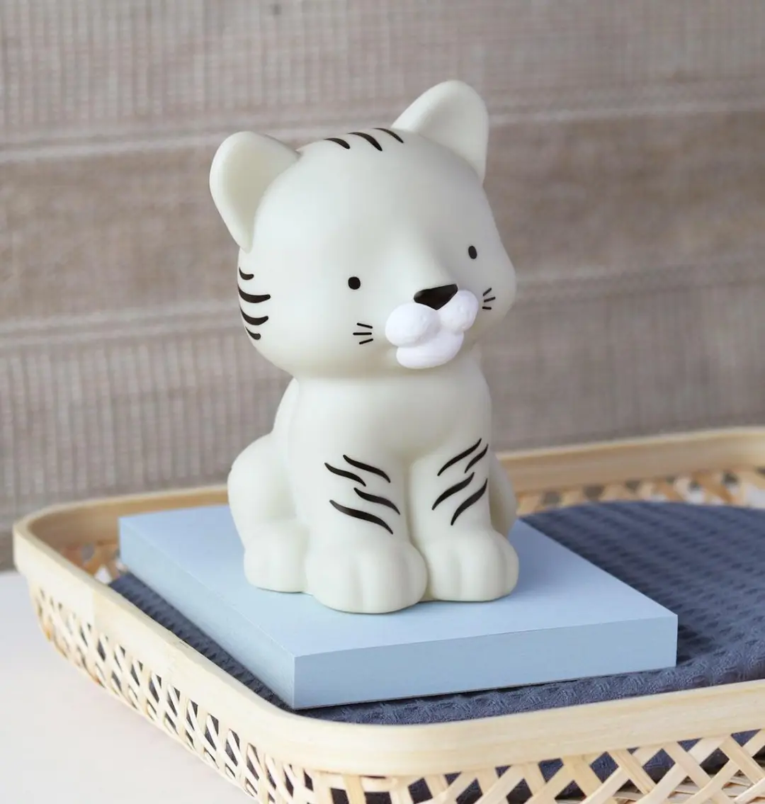 A Little Lovely Company Witte Tijger Kinderlamp - Grijs