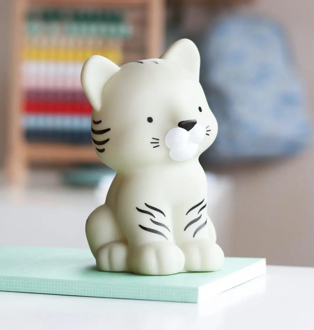 A Little Lovely Company Witte Tijger Kinderlamp - Grijs