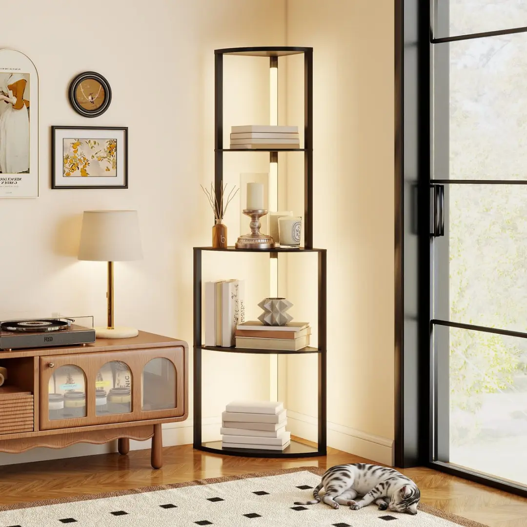 Homcom Vloerlamp MDF 163cm - Zwart