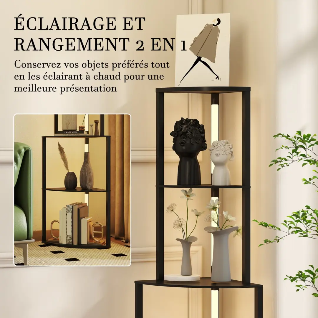 Homcom Vloerlamp MDF 163cm - Zwart