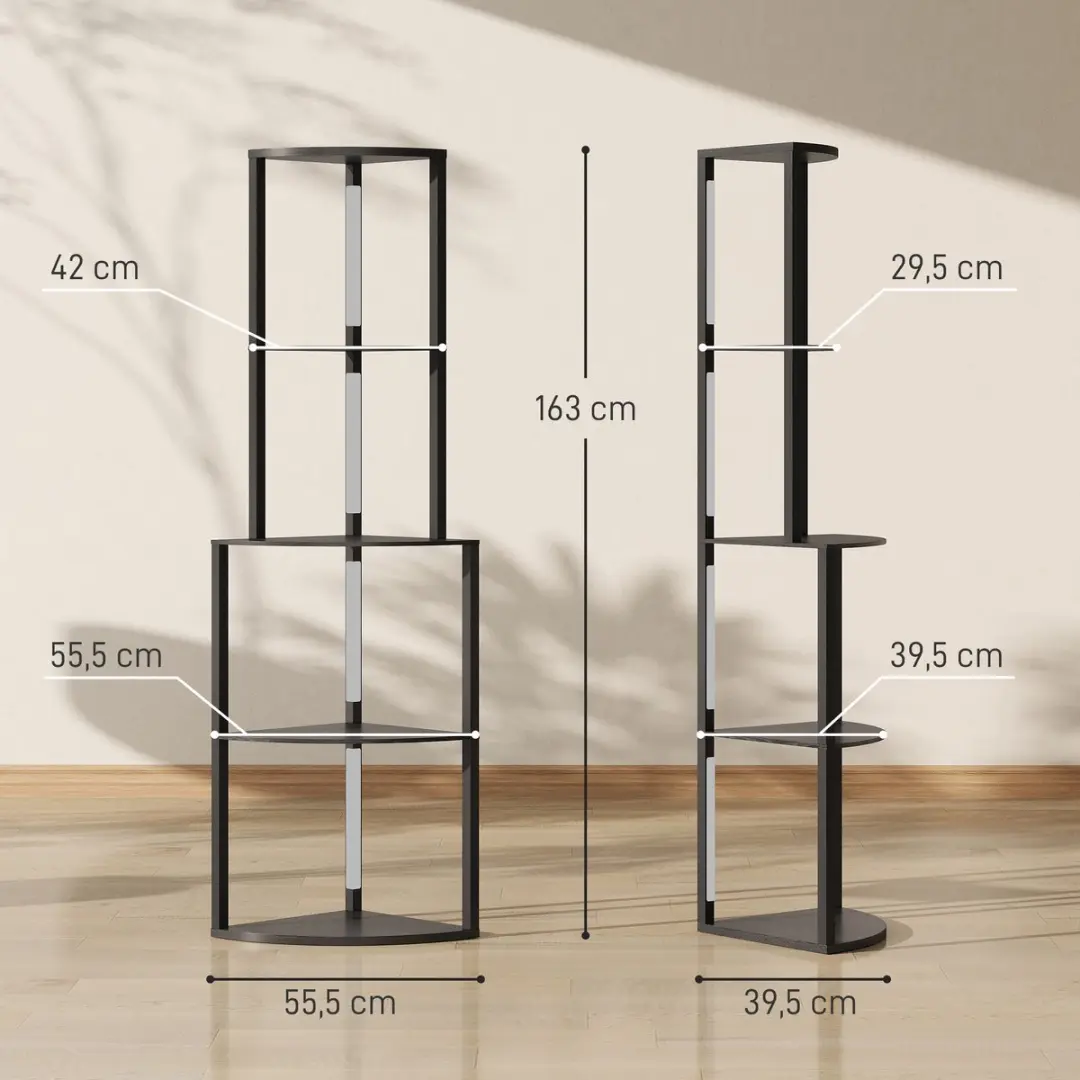 Homcom Vloerlamp MDF 163cm - Zwart