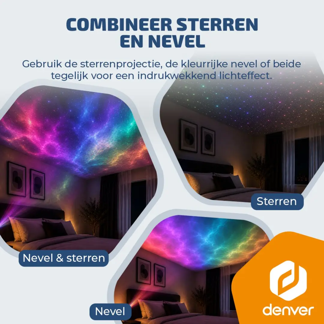 Denver Astronaut Galaxy Projector FL34 - Nachtlampje - RGB - 8 Kleuren