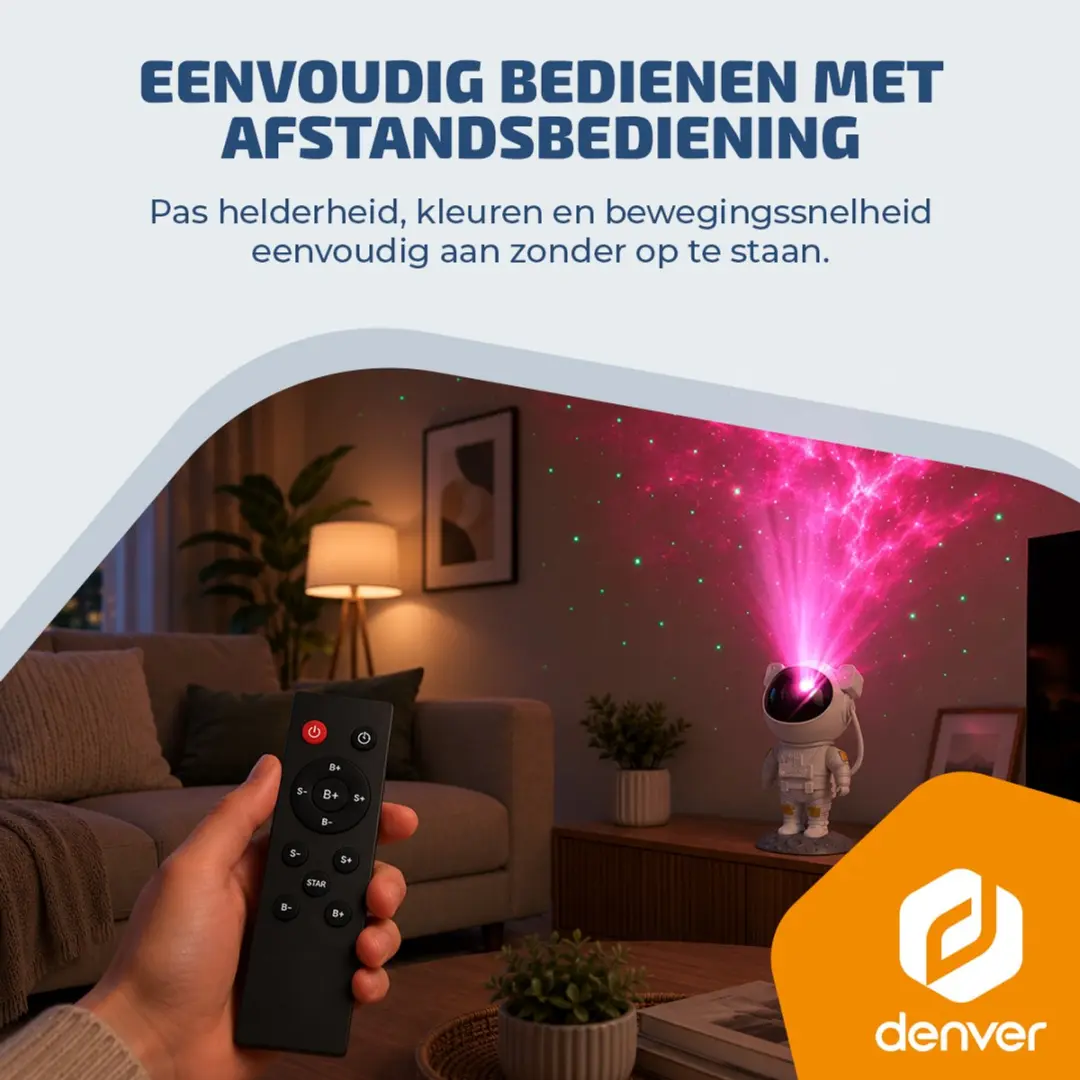 Denver Astronaut Galaxy Projector FL34 - Nachtlampje - RGB - 8 Kleuren