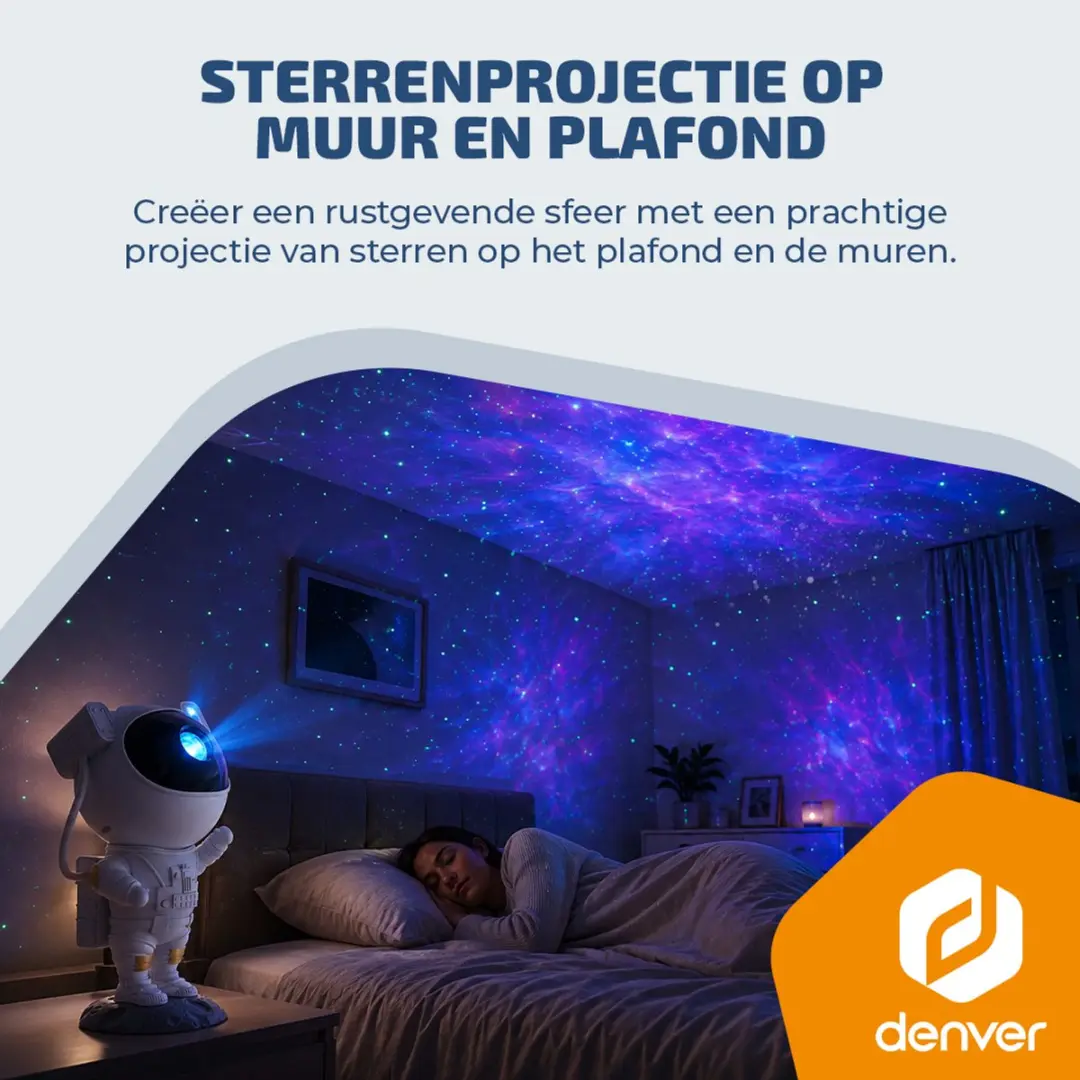 Denver Astronaut Galaxy Projector FL34 - Nachtlampje - RGB - 8 Kleuren