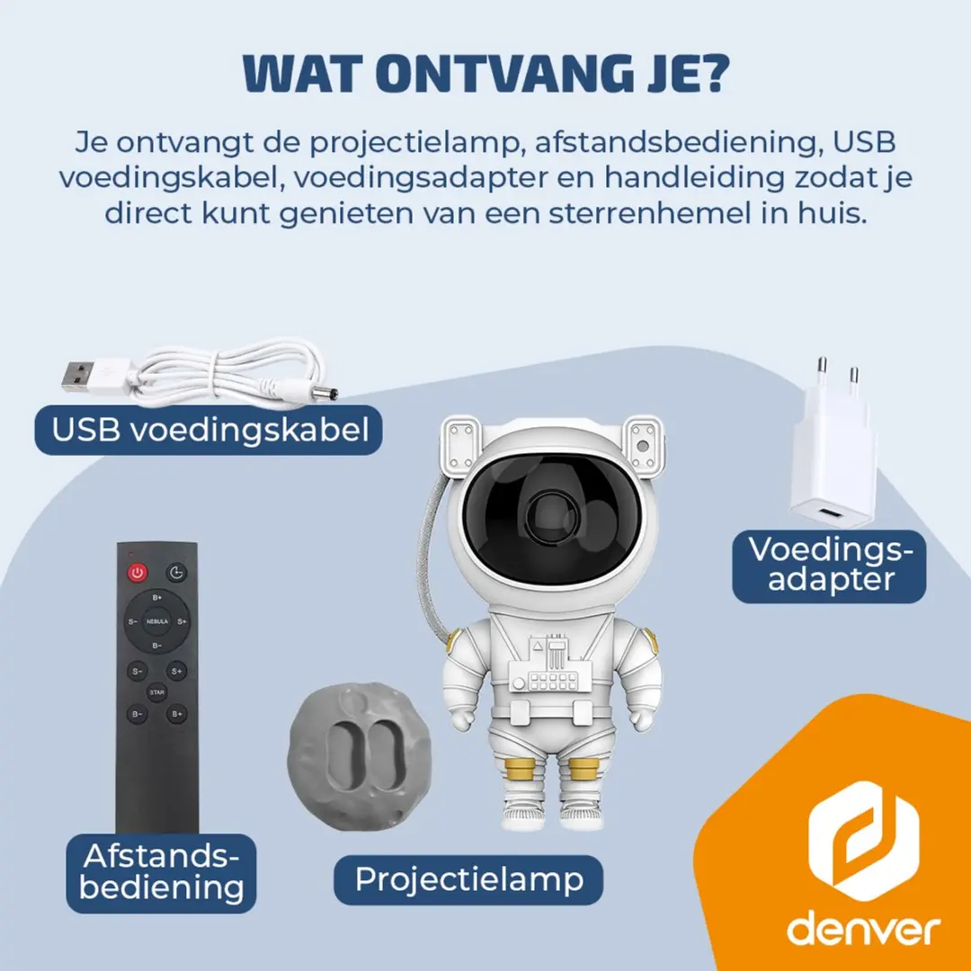 Denver Astronaut Galaxy Projector FL34 - Nachtlampje - RGB - 8 Kleuren - afbeelding 6 van 6