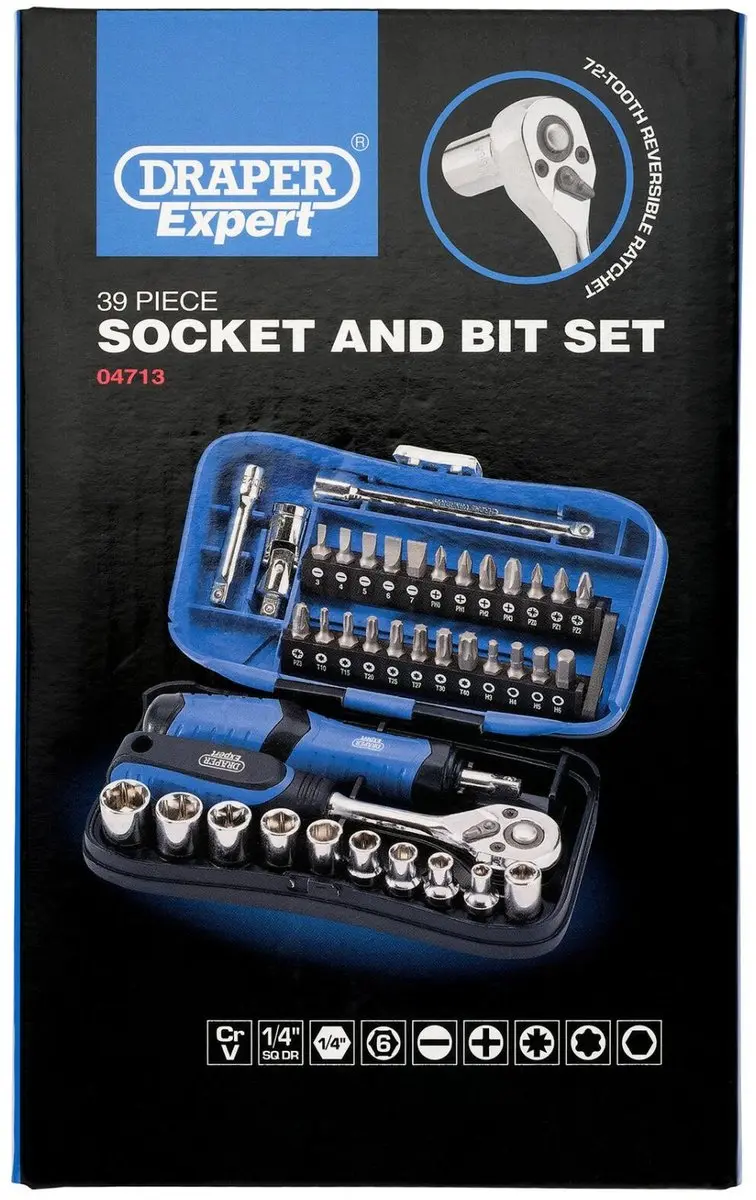 Draper 04713 Doppen- en Bitset 39-delig