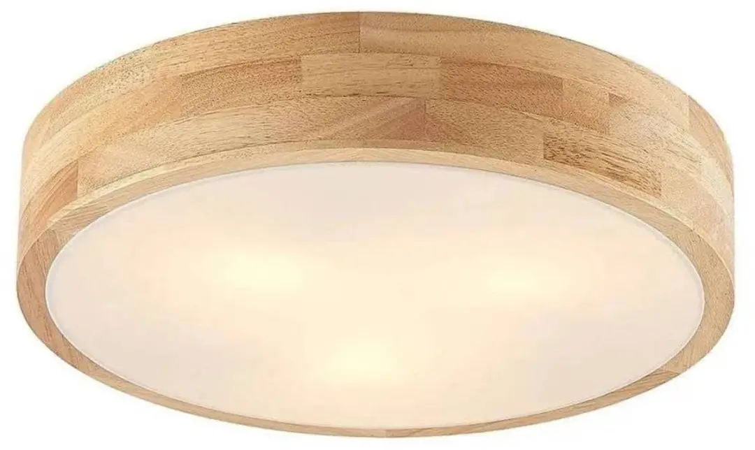 Lindby Plafondlamp Hout 3-Lichts E27 - 40cm - Licht Hout/Wit