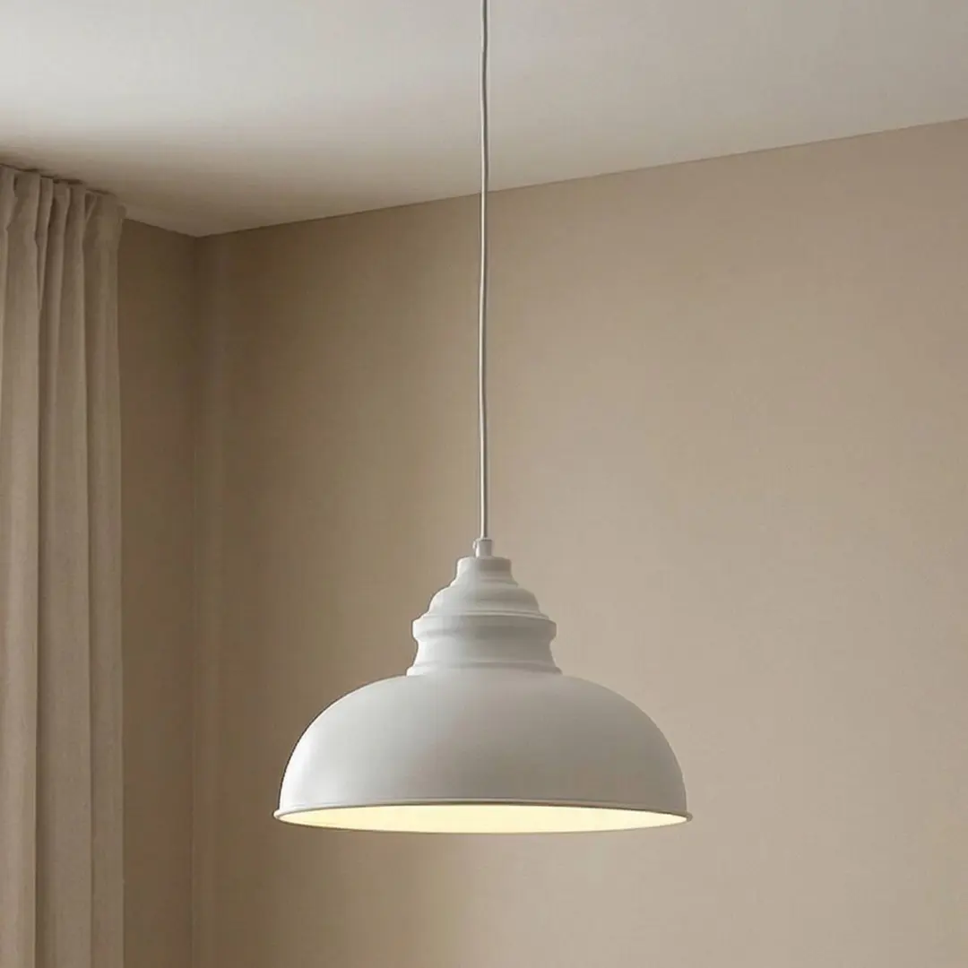 Lindby Hanglamp Metaal 1 Licht E27 - 60W - Wit mat
