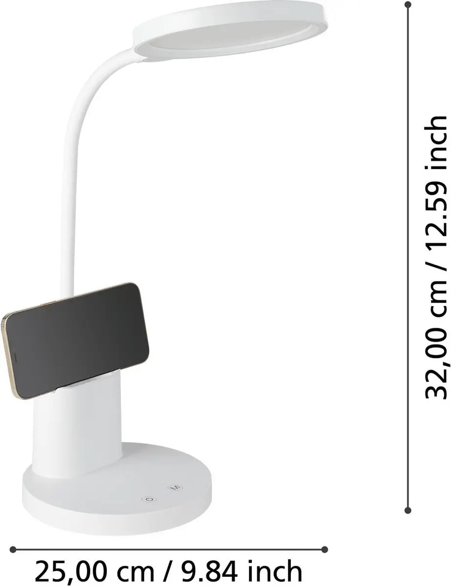 Eglo Brolini Draadloze LED Tafellamp Wit - 15cm