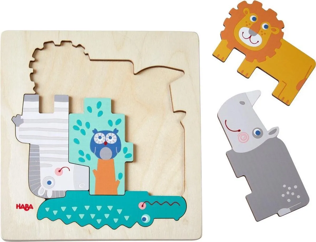 Haba Houten Puzzel Beestachtig Wild 5-delig - Multicolor