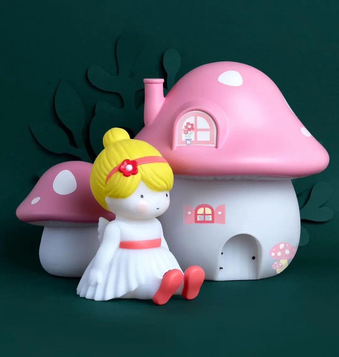 A Little Lovely Company Feetje Kinderlamp - 3x AAA - Wit/Geel/Rozig