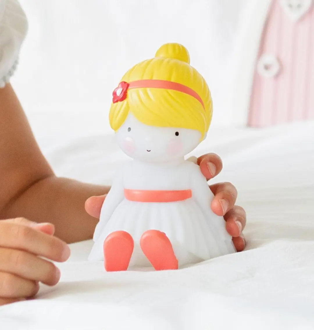 A Little Lovely Company Feetje Kinderlamp - 3x AAA - Wit/Geel/Rozig