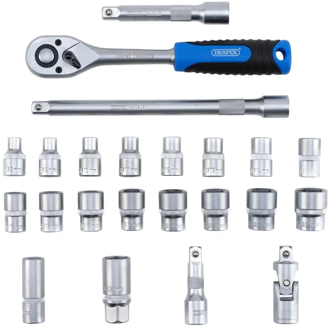 Draper HI-TORQ 1/2" Doppen- en Ratelset 23-delig