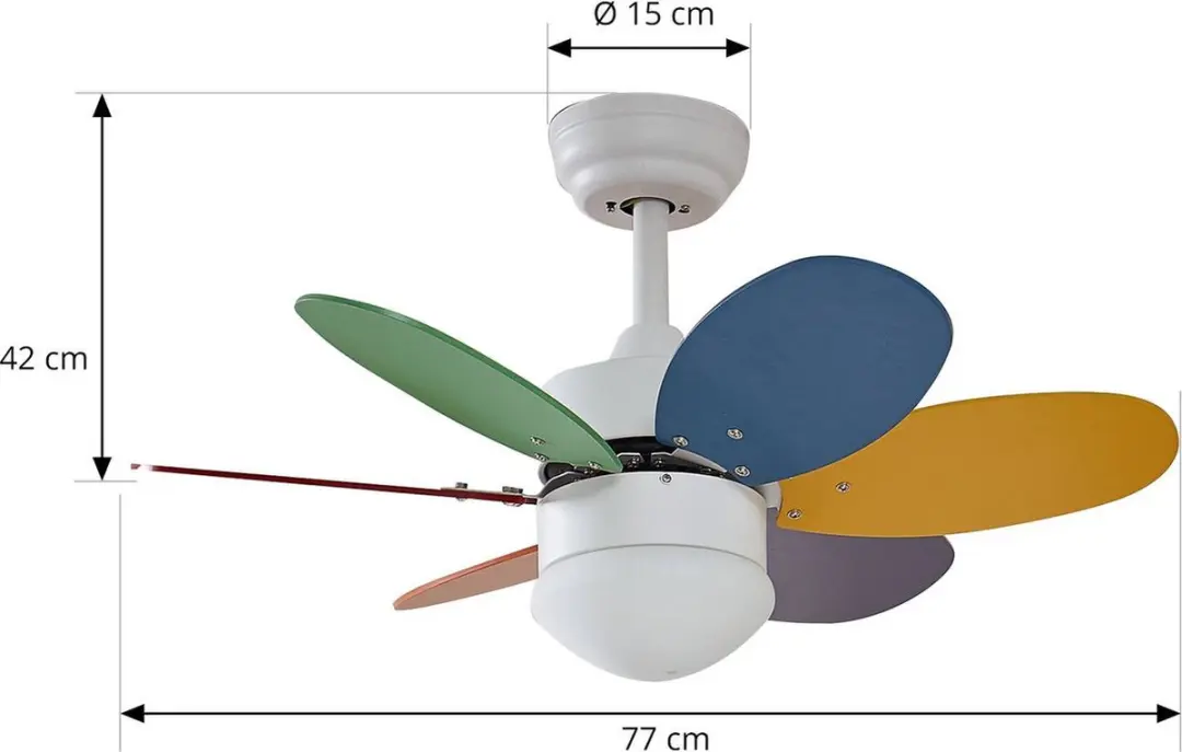 Lindby Plafondventilator 77cm - 6 Bladen - 15W E27 - 7 Kleuren