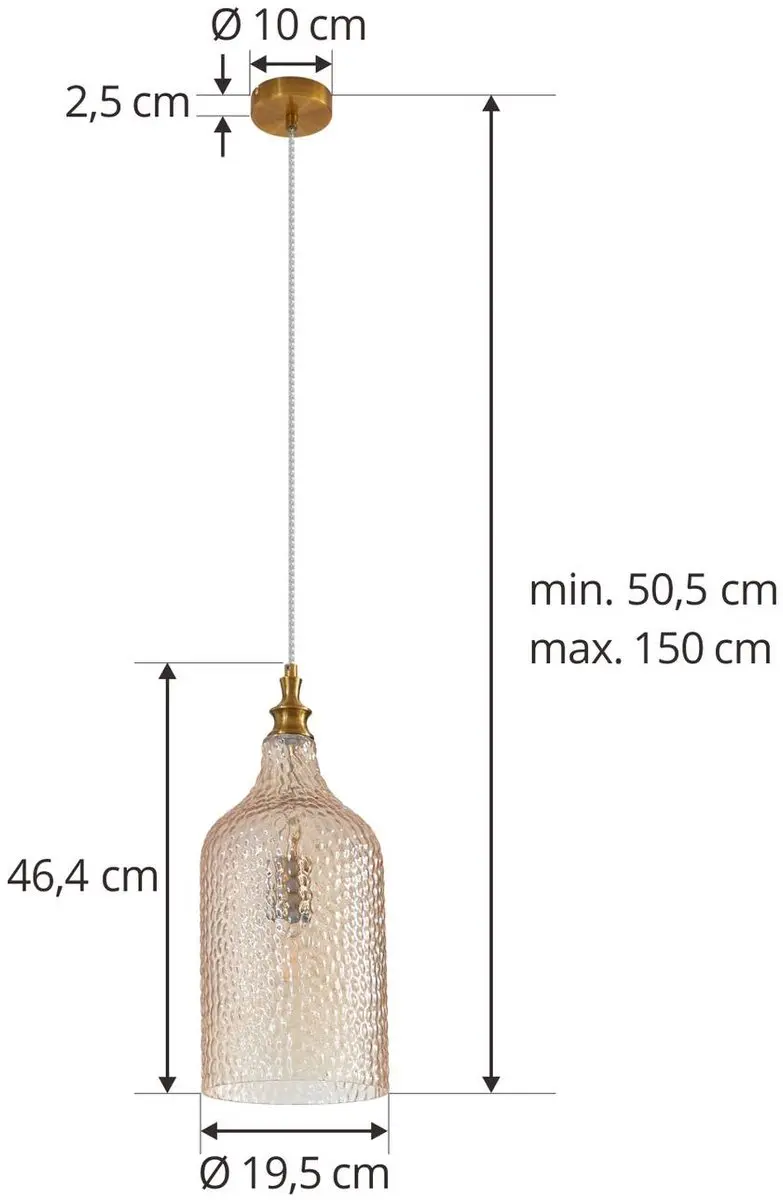 Lindby Hanglamp Glas Metaal 46.6cm E27