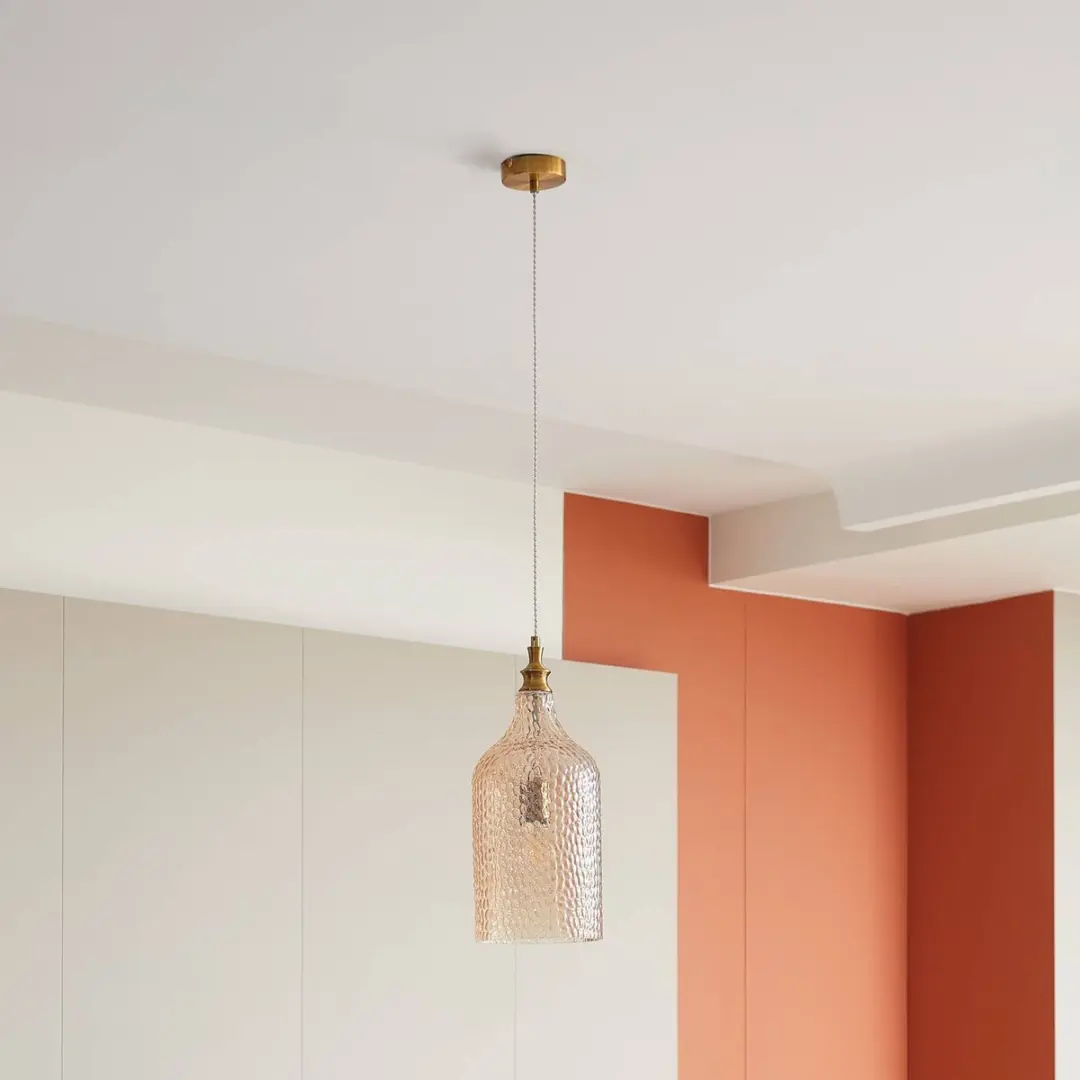 Lindby Hanglamp Glas Metaal 46.6cm E27 - Amber/Goud