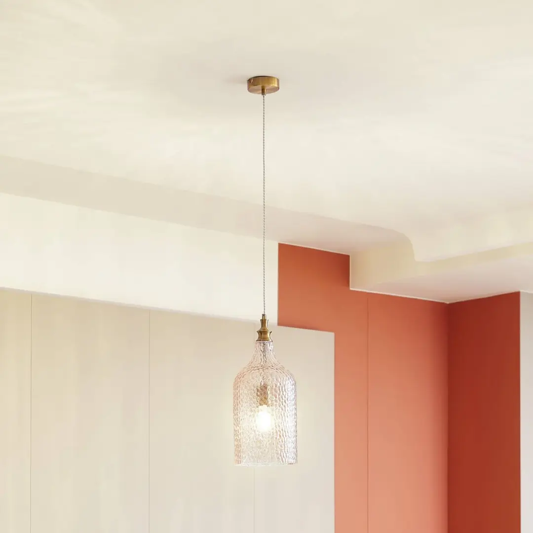 Lindby Hanglamp Glas Metaal 46.6cm E27 - Amber/Goud