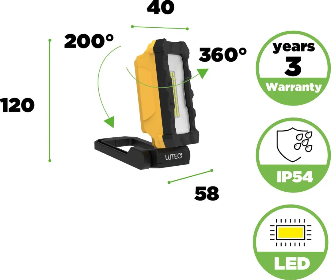 Lutec Peni Draagbaar LED Werklicht 2700 Lm - Geel