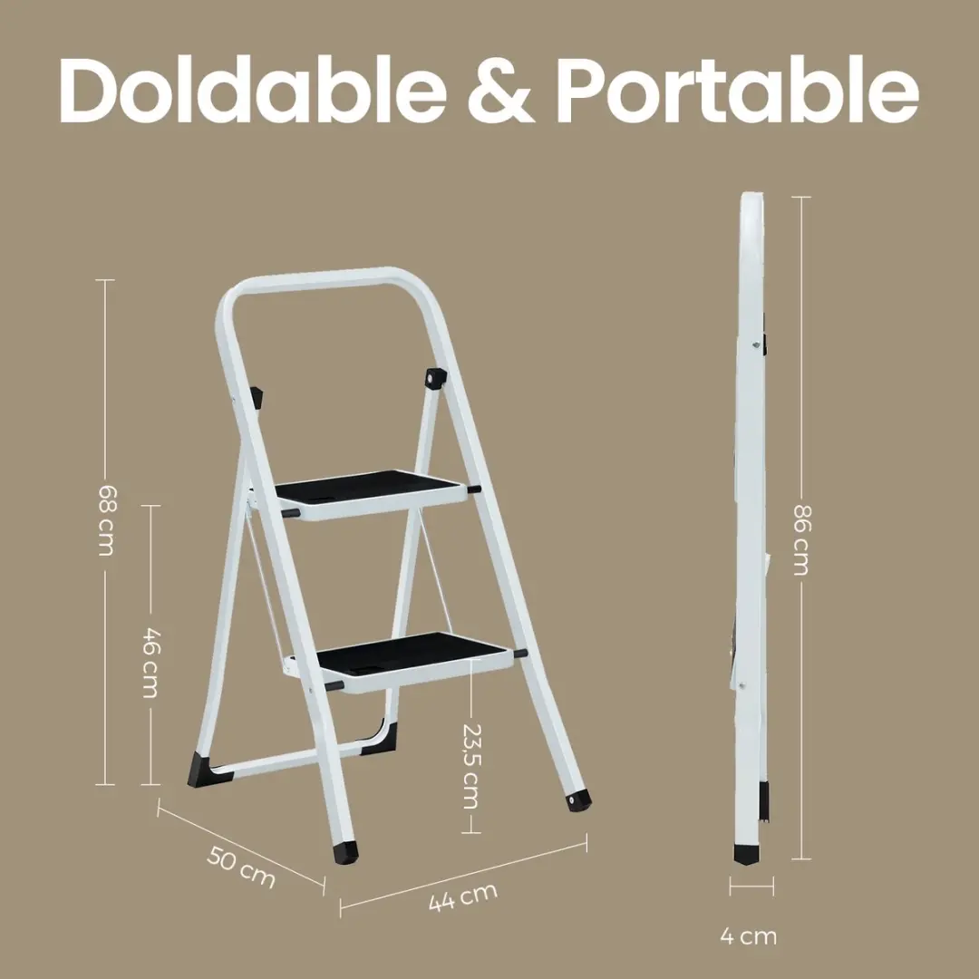 Songmics Vouwladder Metaal 2 Treden - Wit - afbeelding 6 van 6