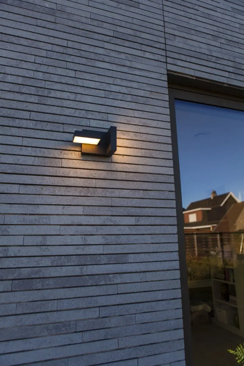 Lutec Twisto LED Wandlamp Buiten 1000lm IP65 - 2x 5.2W - Donkergrijs