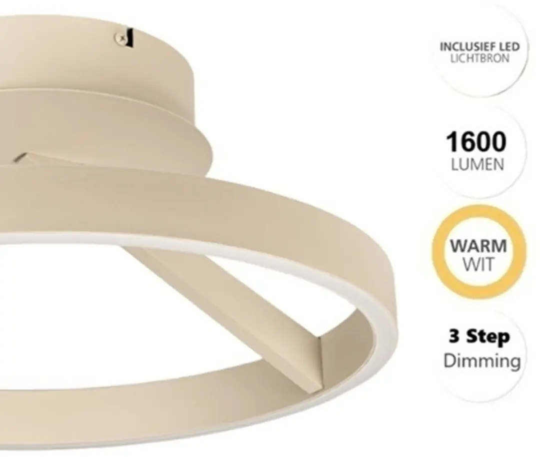 Freelight Pilota Plafondlamp Crème Ø40cm - 40W LED 1600lm 2700K - 3-staps dimbaar