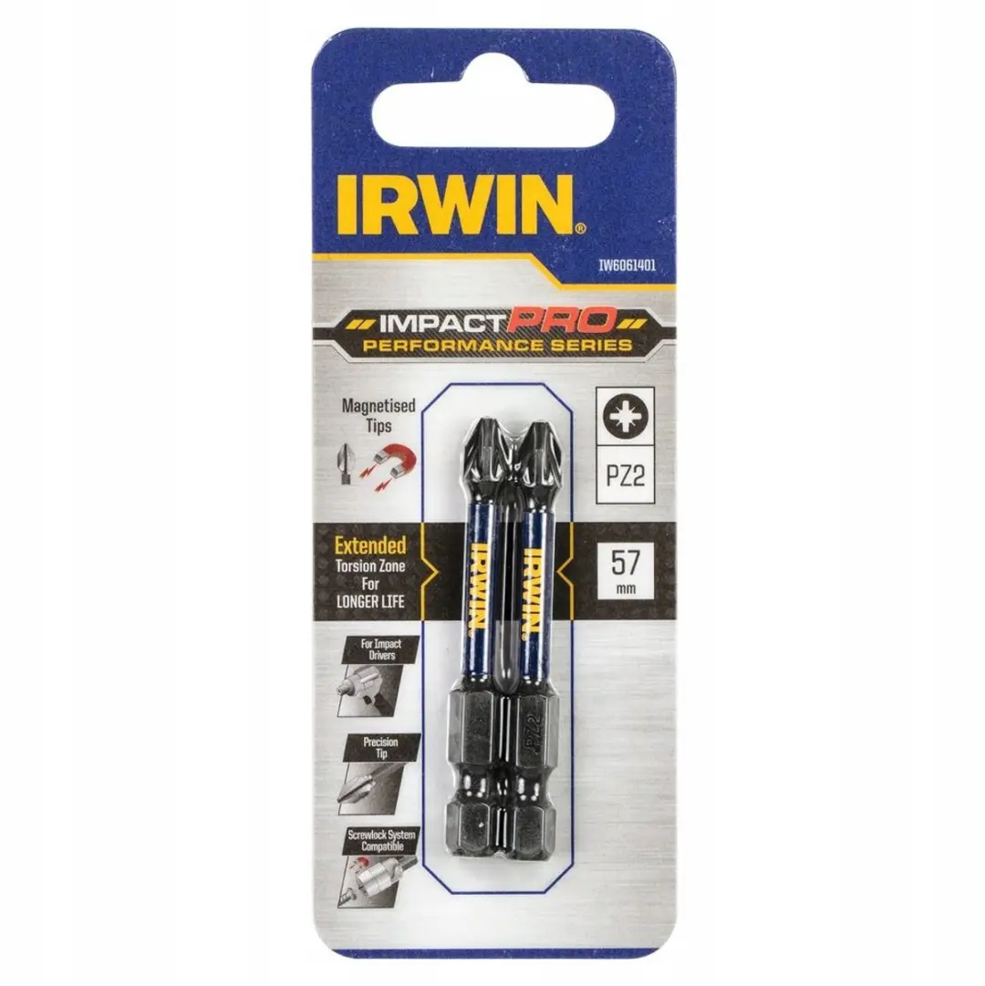 Irwin Impact Pro PZ2 Schroefbits 57mm - 2 Stuks