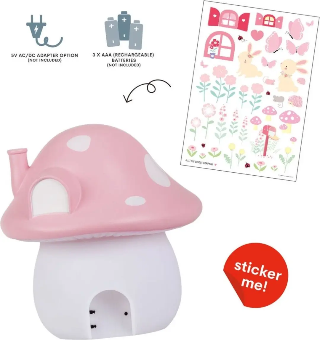 A Little Lovely Company Paddenstoel Nachtlamp - Roze