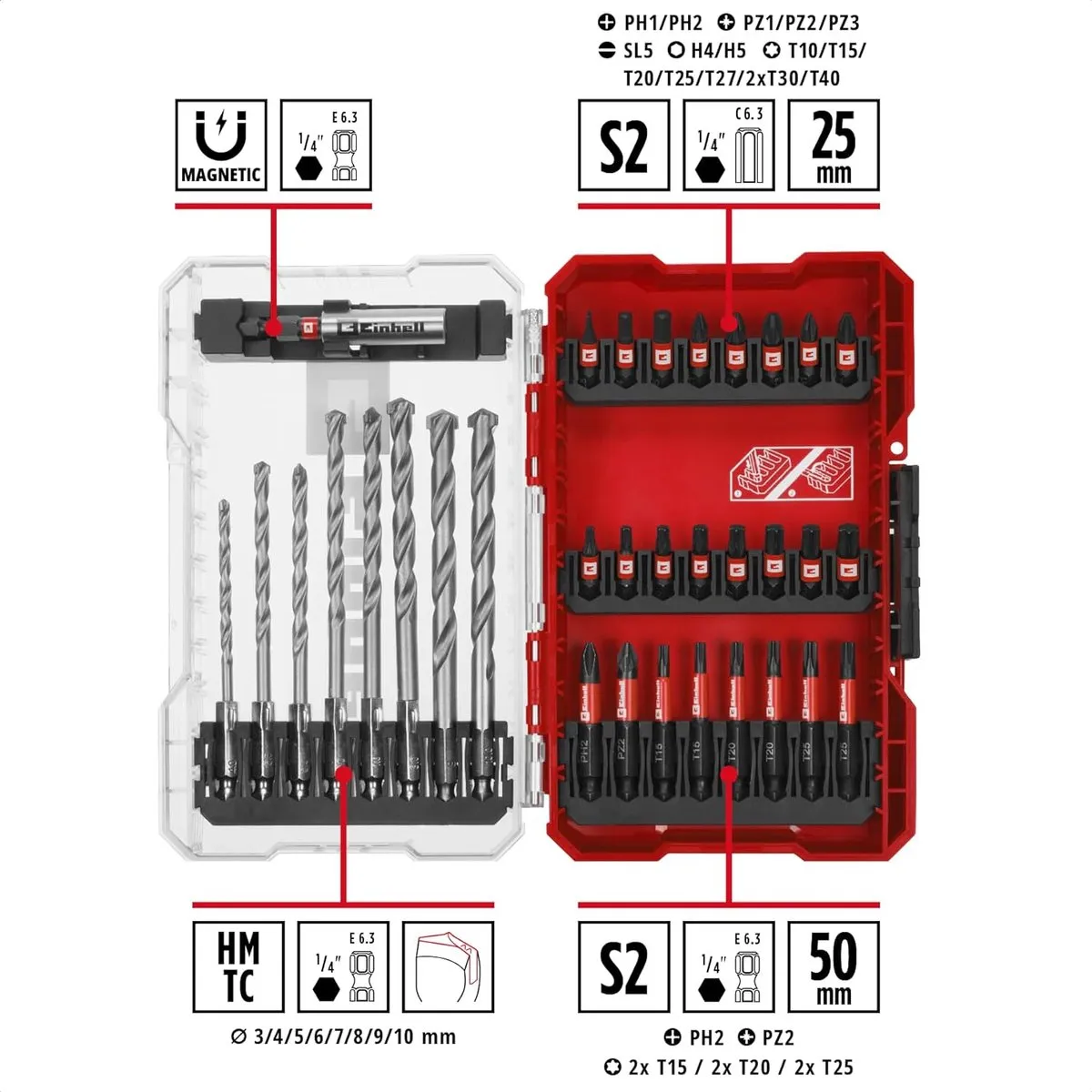 Einhell 108753 Boor- en bitassortiment 33-delig - Steen/Beton/Metselwerk