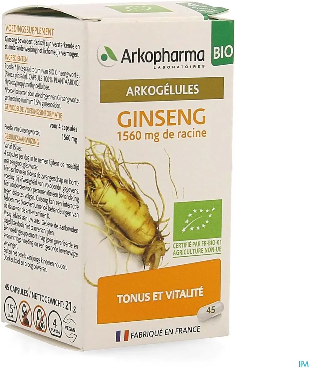 Arkopharma Ginseng Bio 60 Capsules - 15 Dagen