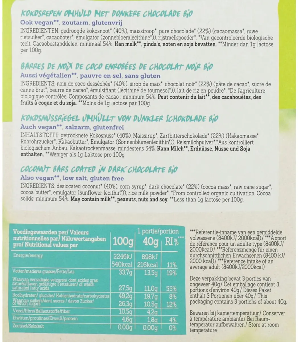 Damhert Kokosrepen Lactosevrij & Glutenvrij 100g