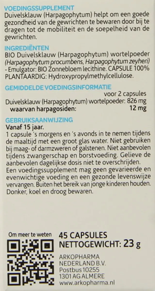 Arkocaps Duivelsklauw Voedingssupplement 45 Capsules