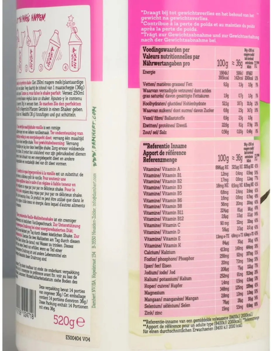 Damhert Maaltijdshake Vanille 520g