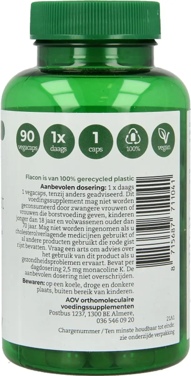 AOV Rode Gist Rijstextract 90 Vegacapsules