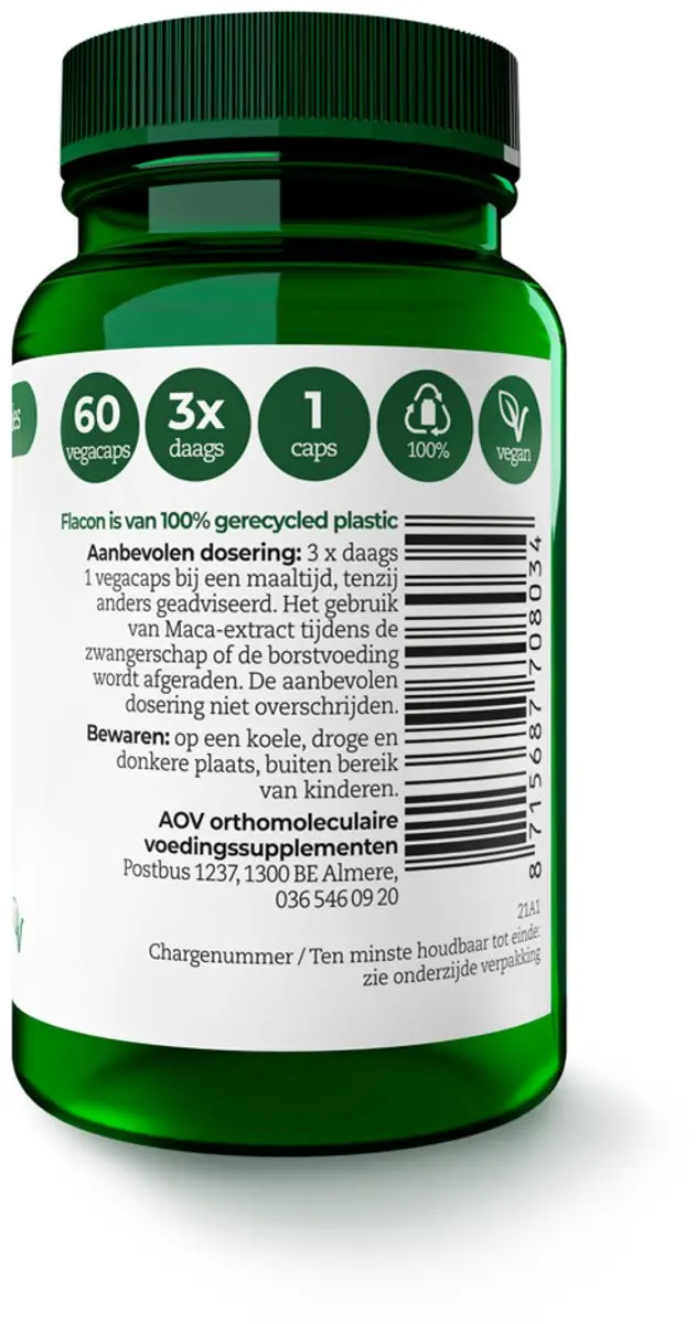 AOV Maca 120g Voordeelverpakking - 2x60 Vegacapsules