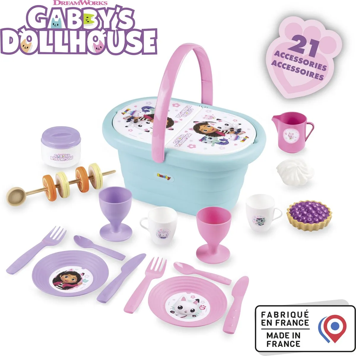 Smoby Gabby's Dollhouse Picknickmand - Blauw/ Groen/ Roze