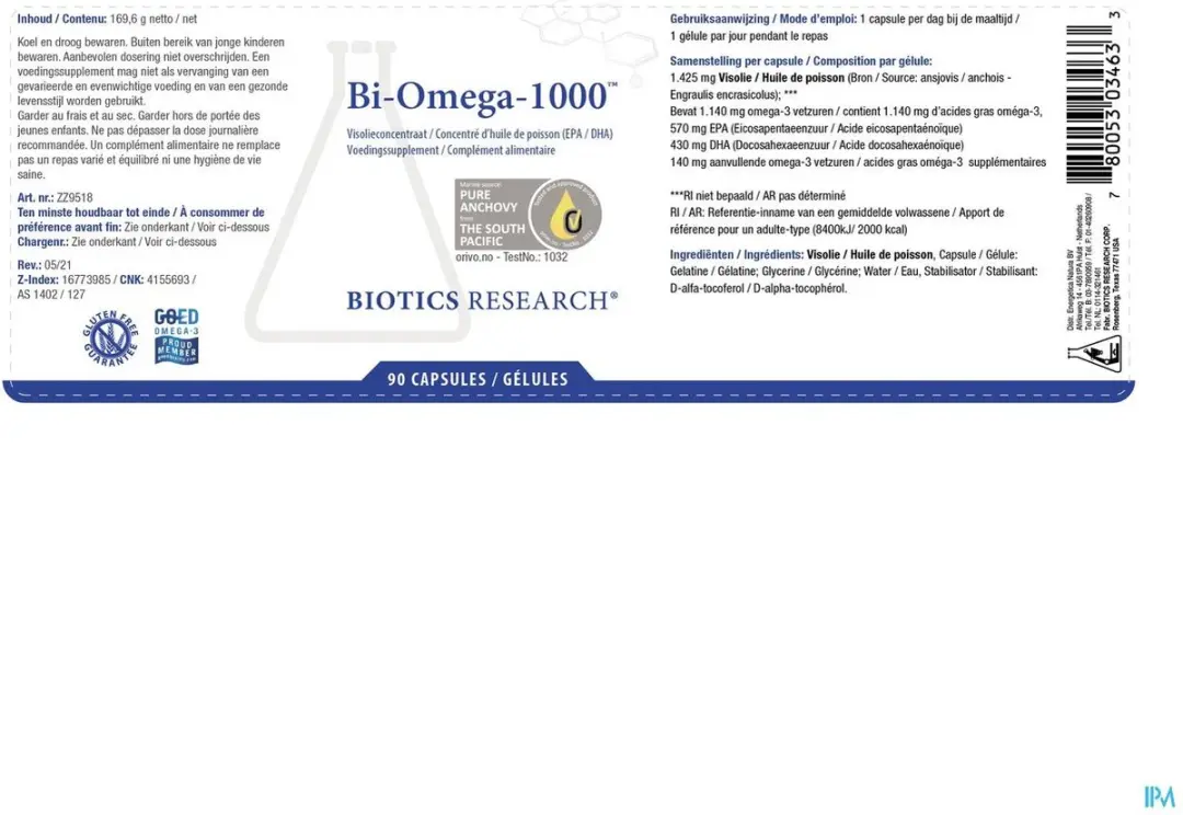 Biotics Bi-Omega 1000 Omega-3 Capsules 90 Stuks