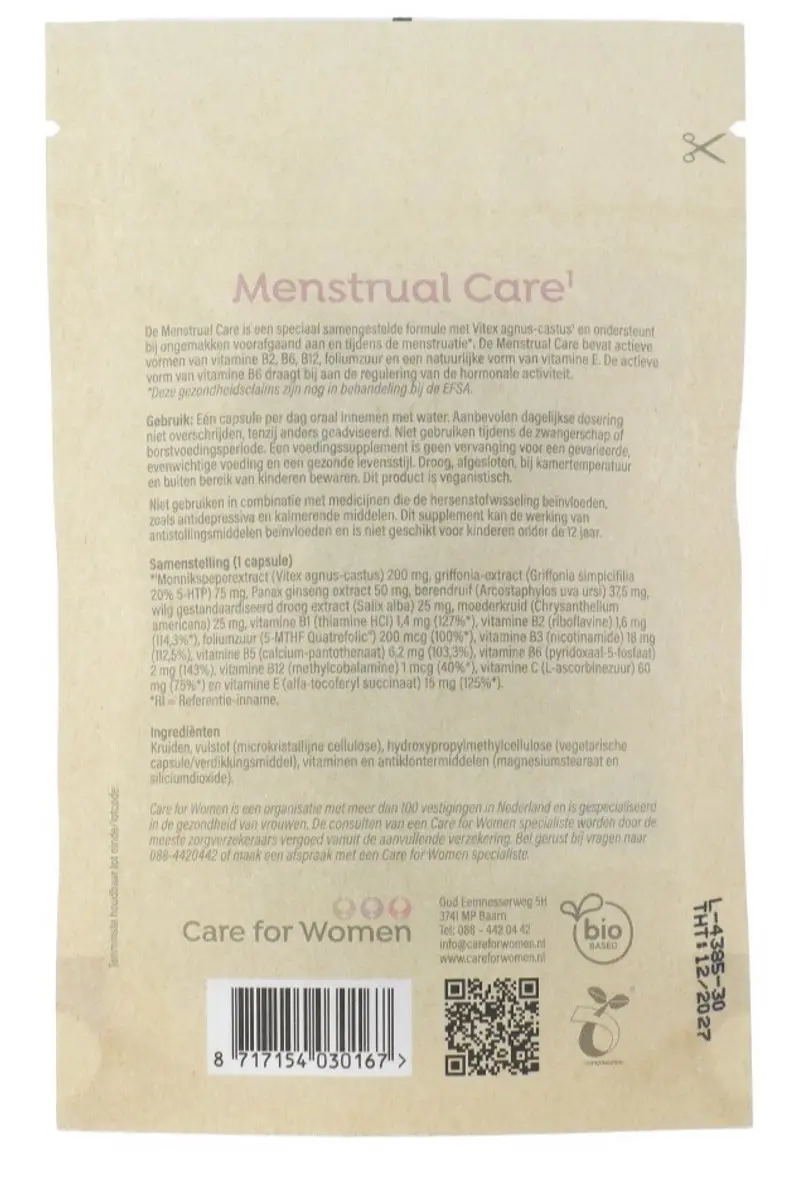 Care For Women Menstrual Care Voedingssupplement 30 Capsules