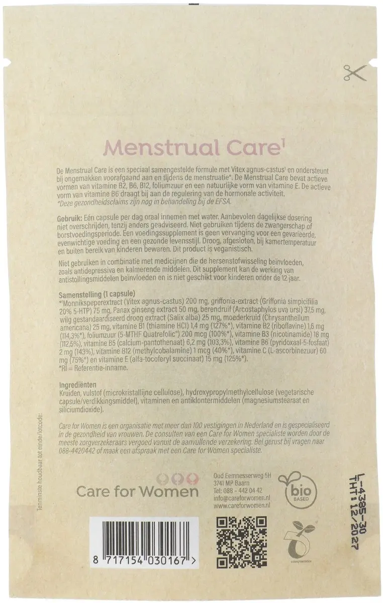 Care For Women Menstrual Care Voedingssupplement 30 Capsules