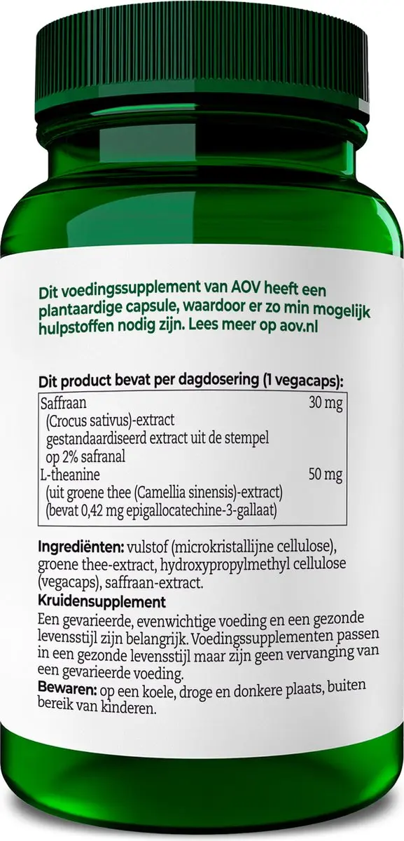 AOV Saffraan & L-theanine 30 Vegacapsules