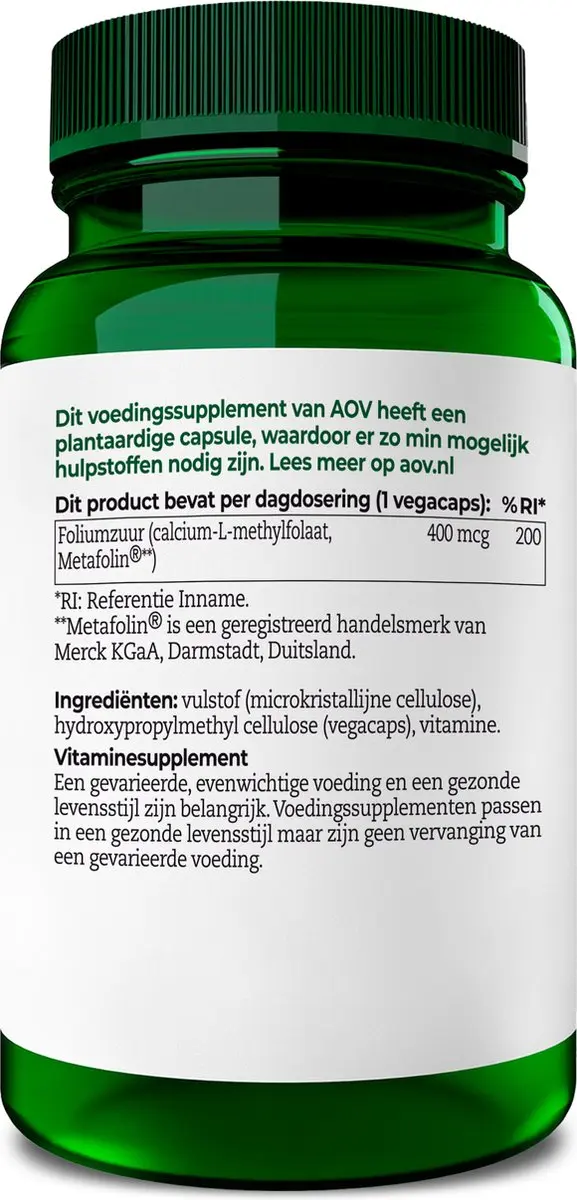 AOV Foliumzuur 400mcg Voedingssupplement 60 capsules