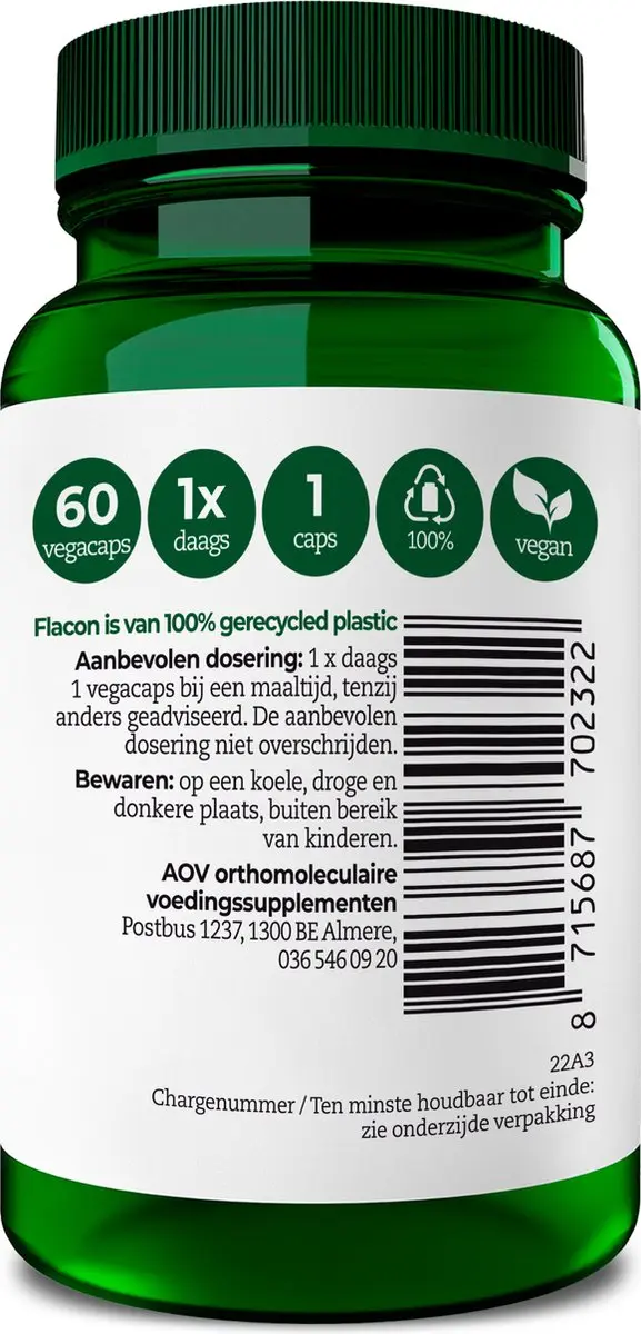 AOV Foliumzuur 400mcg Voedingssupplement 60 capsules