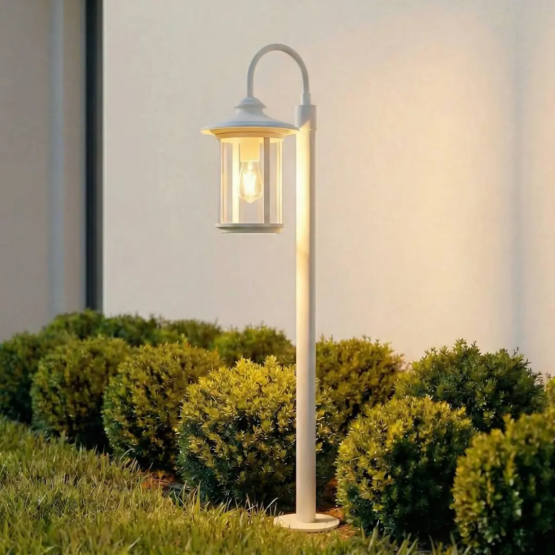 Lindby Tuinpadverlichting Aluminium Glas E27 Wit Transparant - afbeelding 6 van 6