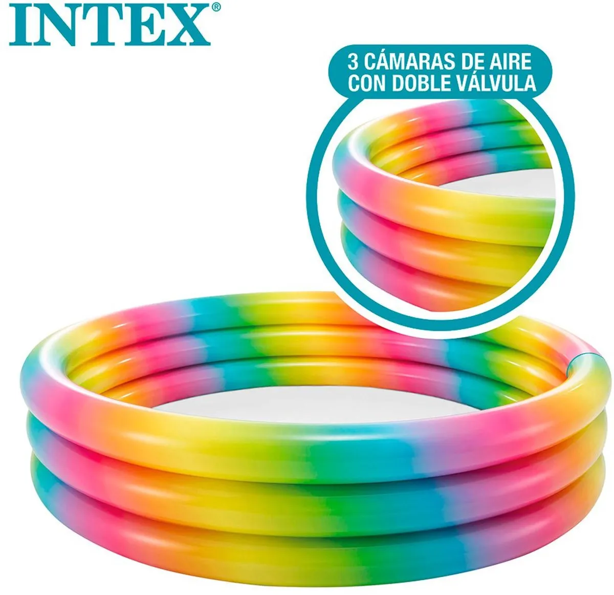Intex Rainbow Ombre Opblaaszwembad - Ø168cm x 38cm - afbeelding 6 van 6
