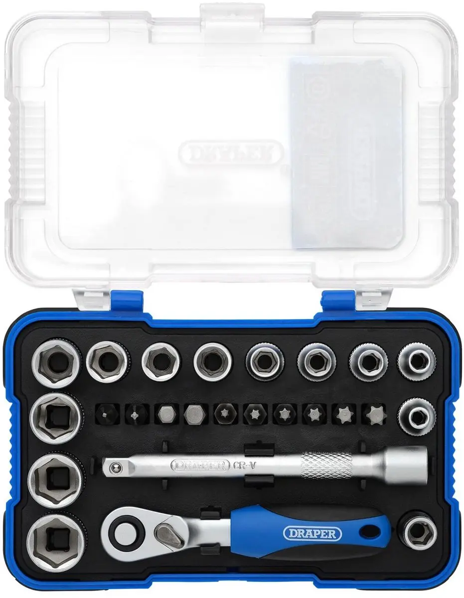 Draper 1/4" Doppenset 25-delig - Soft Grip Ratel